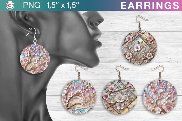 Spring earrings sublimation designs, 4 PNG