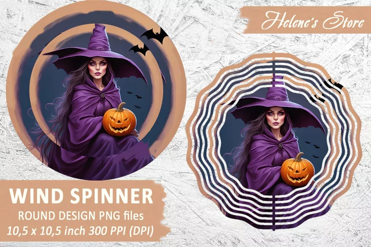 Witch Wind Spinner| Wind Spinner Sublimation PNG|10 inch