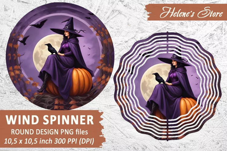 Witch Wind Spinner| Wind Spinner Sublimation PNG|10 inch