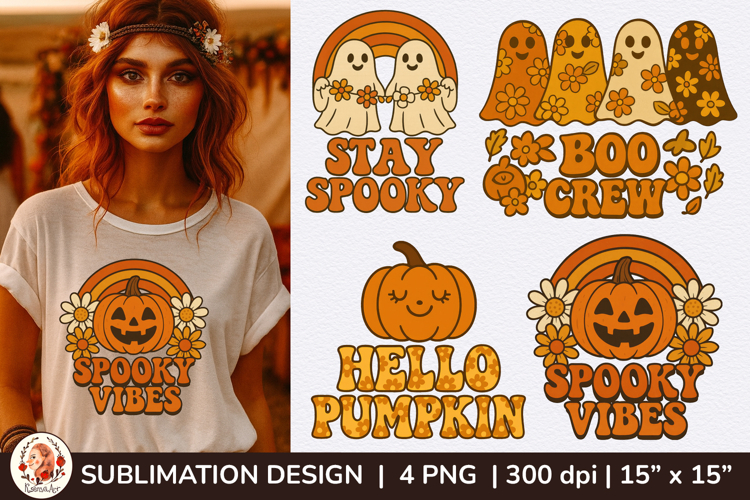 Groovy Boho Halloween Sublimation PNG