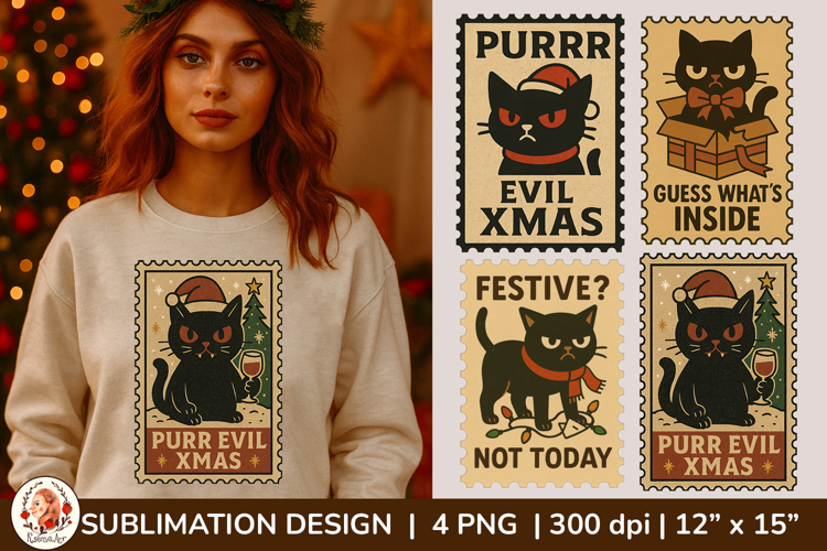 Christmas Postage Stamp Sublimation, Sarcastic Funny