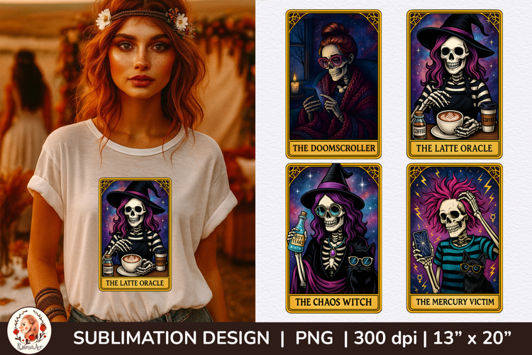 Sarcastic Skeleton Tarot Card Sublimation, Funny Halloween