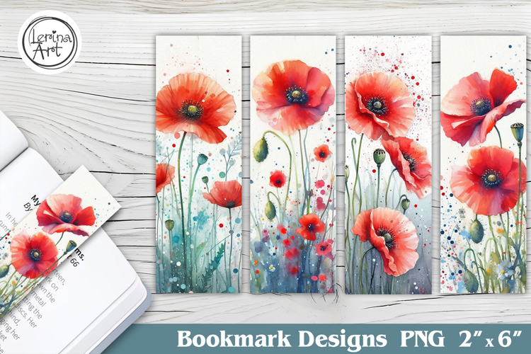 Red Flowers Bookmark Printable Bookmark 4 PNG