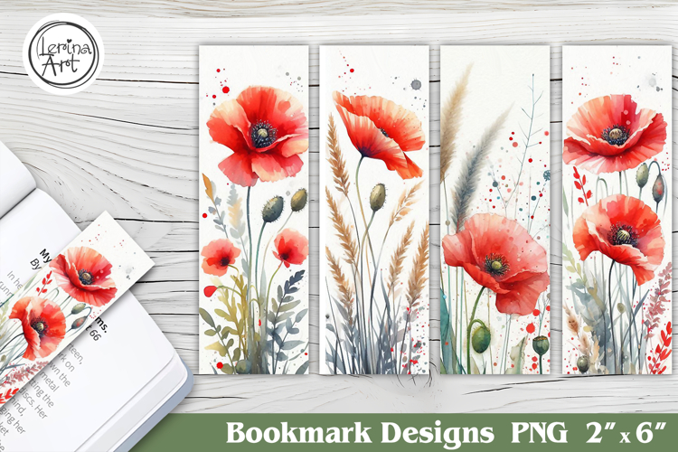 Red Flowers Bookmark Printable Bookmark 4 PNG
