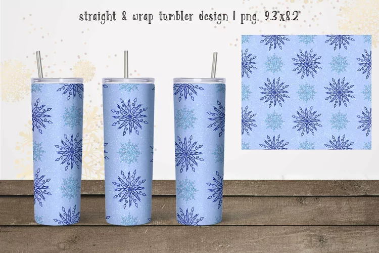 Blue snowflakes tumbler, 20 oz tumbler glitter snowflakes