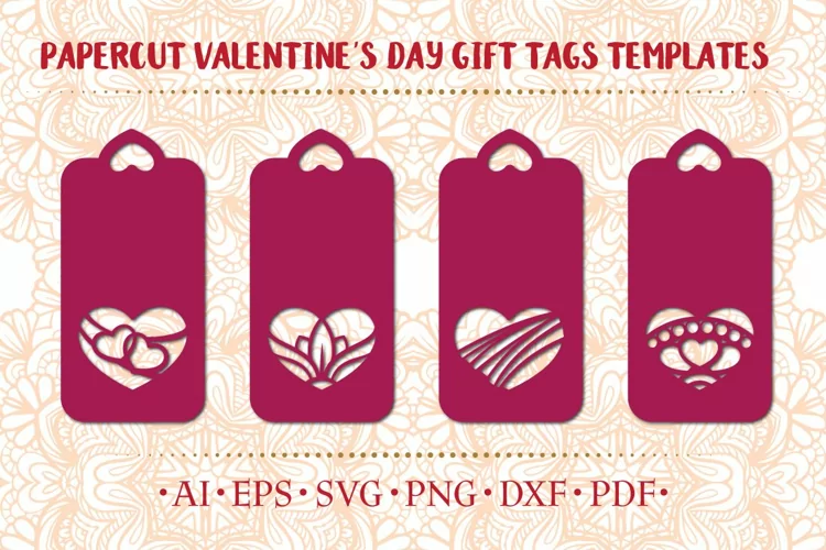Cut out hearts gift tags templates