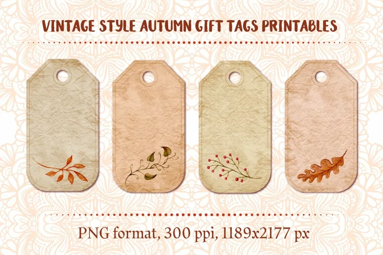 Vintage style autumn gift tags printables