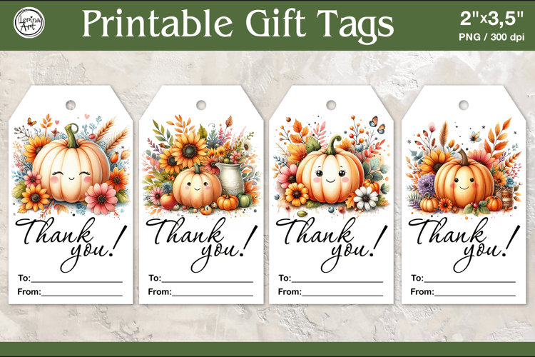 Thanksgiving Gift Tags| Pumpkin | PNG