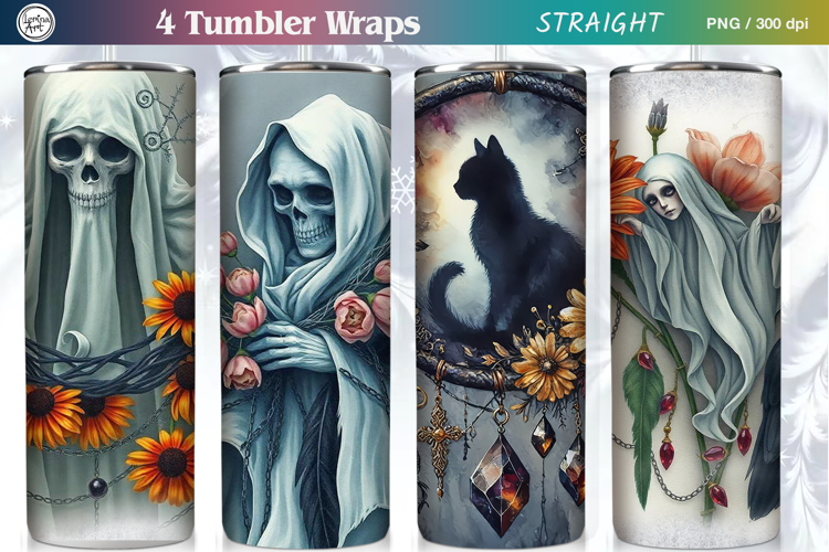 4 Halloween Tumbler Wrap Sublimations, 20 oz