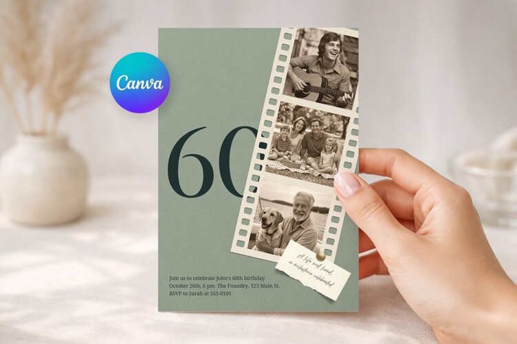 Film Strip Photo Birthday Invitation Template example image 1