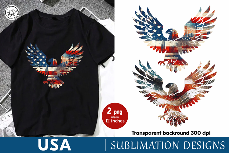 USA. Eagle. 4th of July. Sublimation design PNG example image 1