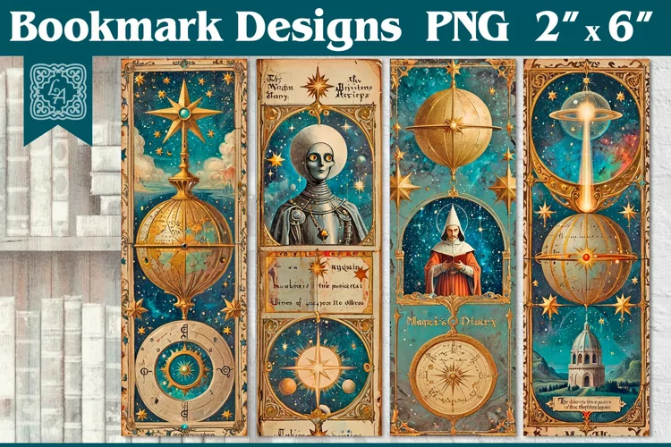 Vintage Magic Astrology Printable Bookmark 4 PNG