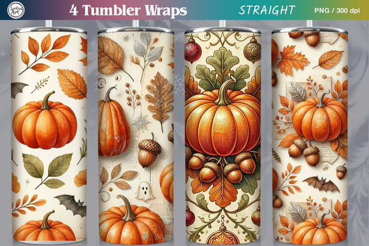 Seamless Cute Pumpkin Tumbler Wrap Sublimation, 20 oz