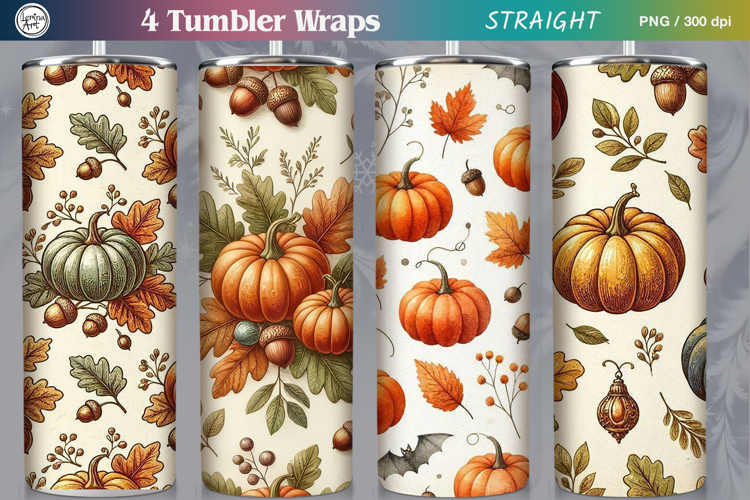 Seamless Cute Pumpkin Tumbler Wrap Sublimation, 20 oz