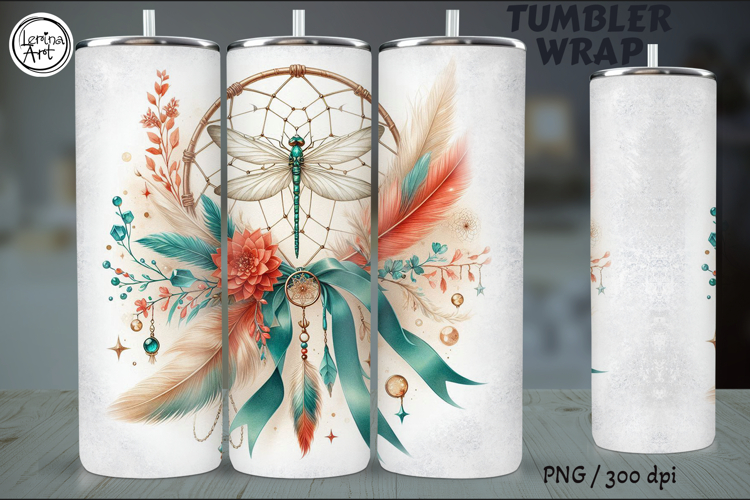 Dragonfly Dreamcatcher Tumbler Sublimation, 20 oz Tumbler