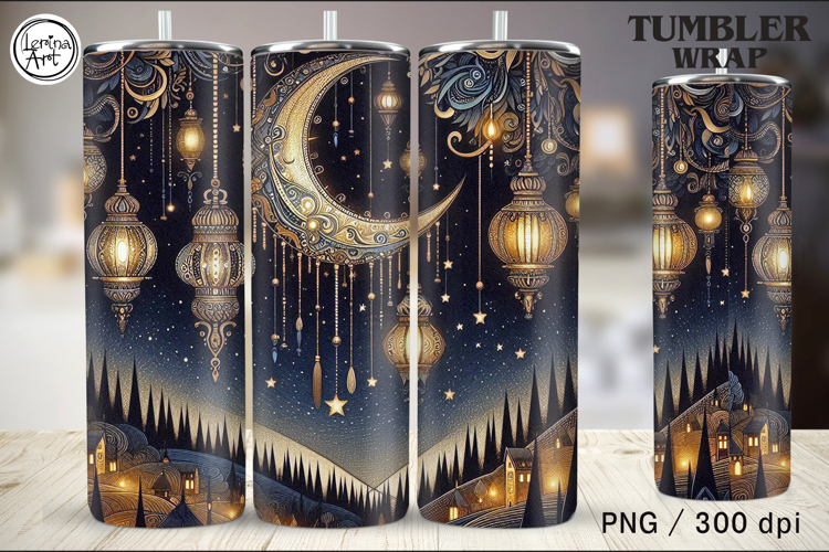 Stars and Moons Tumbler Sublimation, 20 oz Wrap