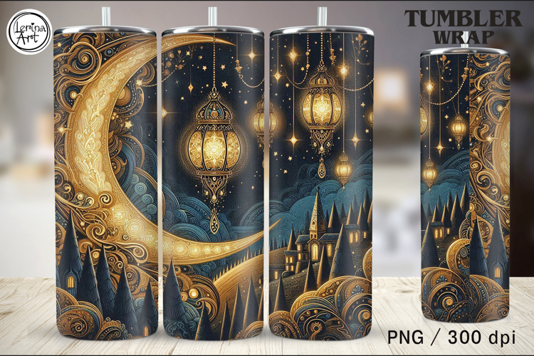 Stars and Moon Tumbler Sublimation, 20 oz Wrap