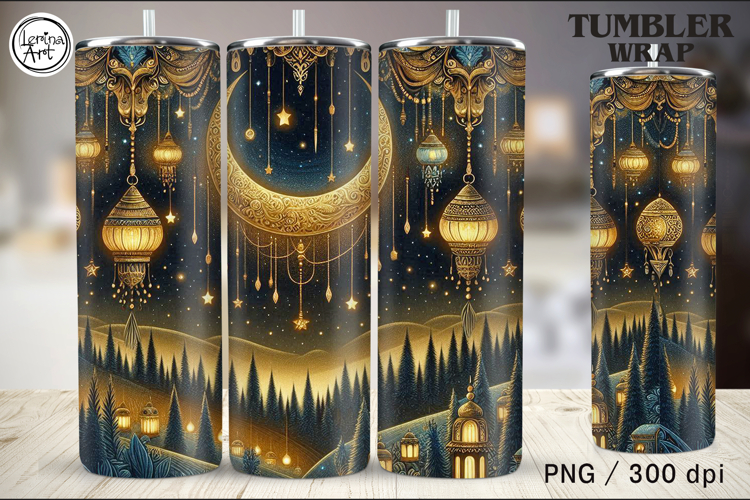 Stars and Moons Tumbler Sublimation, 20 oz Wrap