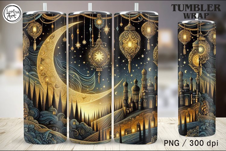 Stars and Moons Tumbler Sublimation, 20 oz Wrap