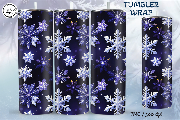 Christmas Snowflakes Seamless Tumbler Sublimation, 20 oz