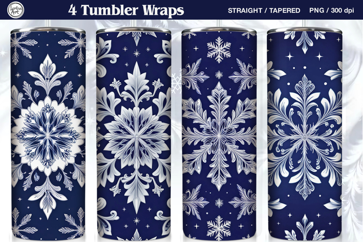 Christmas Snowflakes Seamless Tumbler Wrap 20 oz