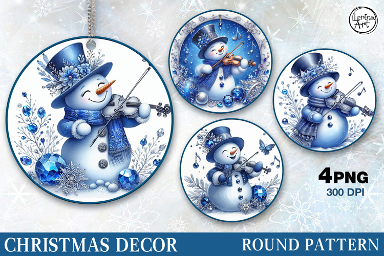 Blue Christmas Decor | Cute Snowman | PNG Sublimation