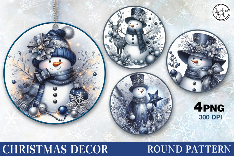 Blue Christmas Decor | Cute Snowman | PNG Sublimation