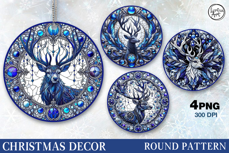 Blue Christmas Decor | Cute Deer | PNG Sublimation
