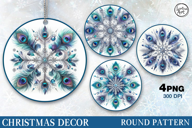 4 Round Christmas Decor | Cristmas Decor Sublimation, 4 PNG