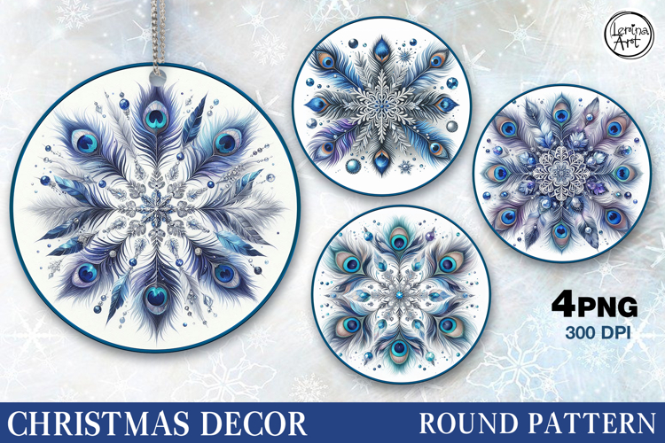 4 Round Christmas Decor | Cristmas Snowflakes Decor