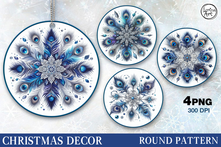 4 Round Christmas Decor | Cristmas Snowflakes Decor