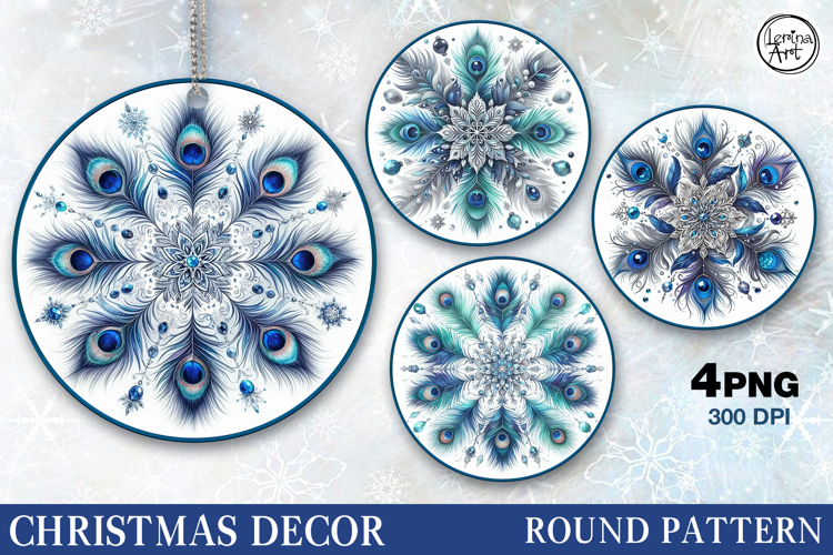 4 Round Christmas Decor | Cristmas Snowflakes Decor