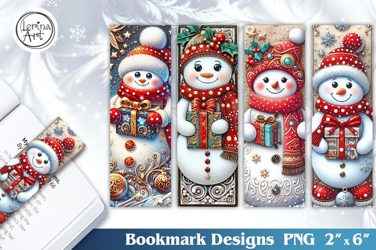 Christmas / Snowman / Printable Bookmark / 4 PNG