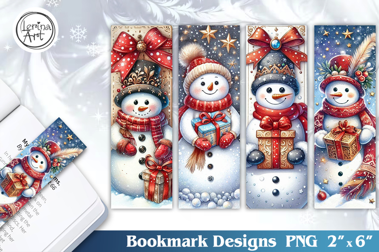 Christmas / Snowman / Printable Bookmark / 4 PNG