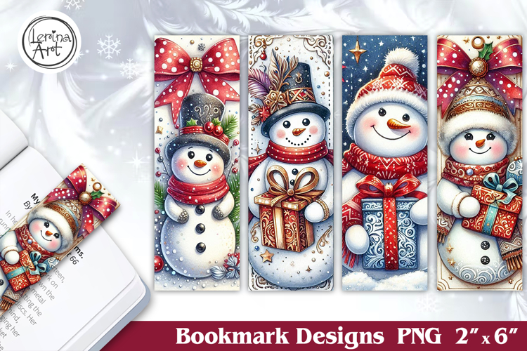 Christmas / Snowman / Printable Bookmark / 4 PNG