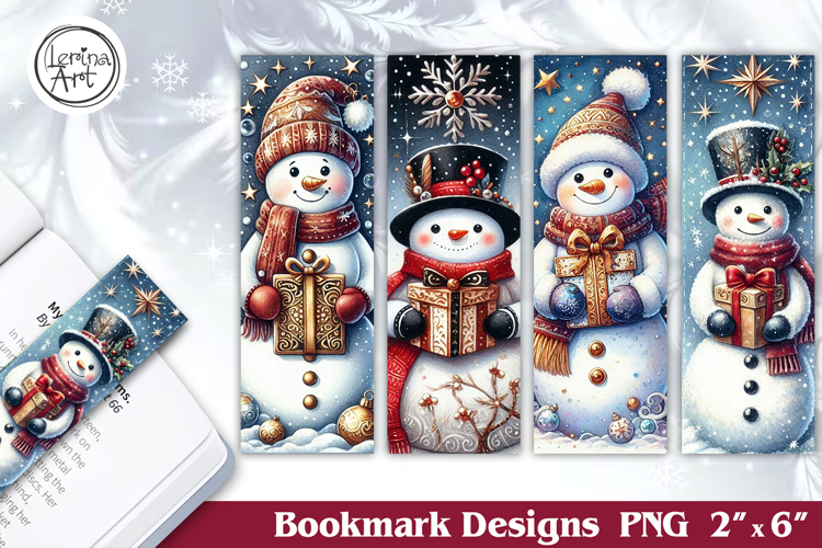 Christmas / Snowman / Printable Bookmark / 4 PNG