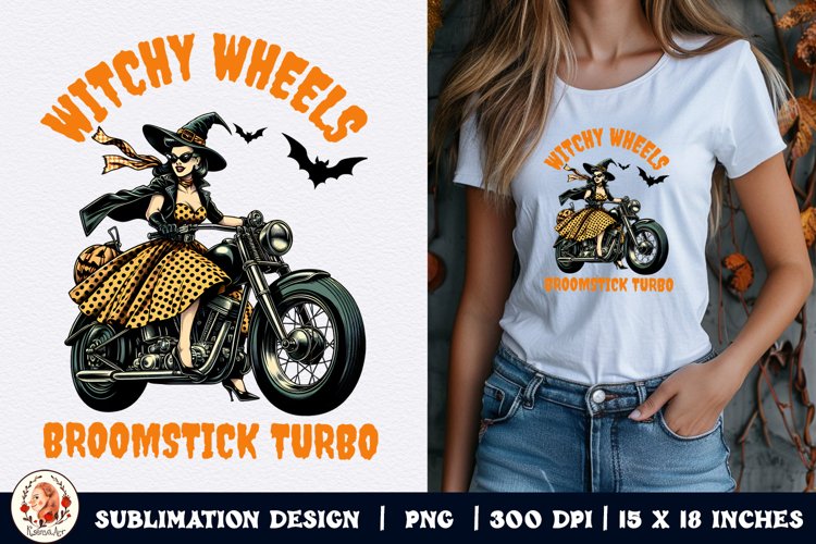 Halloween Witch Sublimation,Retro Halloween,Witch Sublimatio example image 1