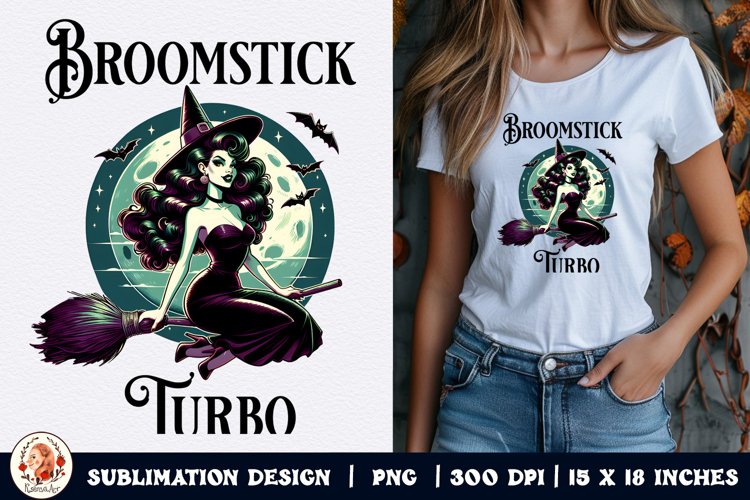 Halloween Witch Sublimation,Retro Halloween,Witch Sublimatio example image 1