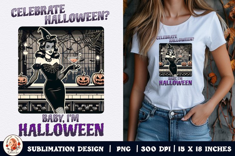 Halloween Witch Sublimation,Retro Halloween,Witch Sublimatio example image 1