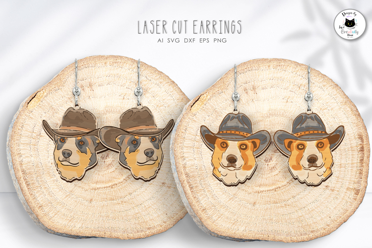 Australian Heeler Dog Earrings | Cowboy Earrings Laser Cut