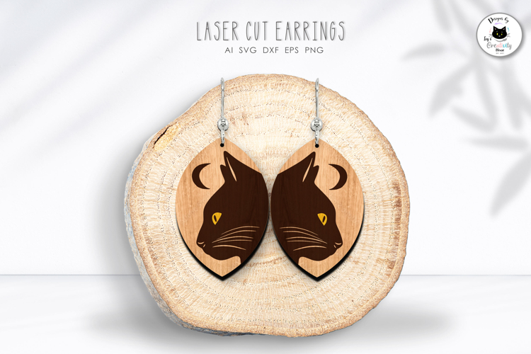 Black Cat Dangle Earrings | Gothic Earrings Laser Cut