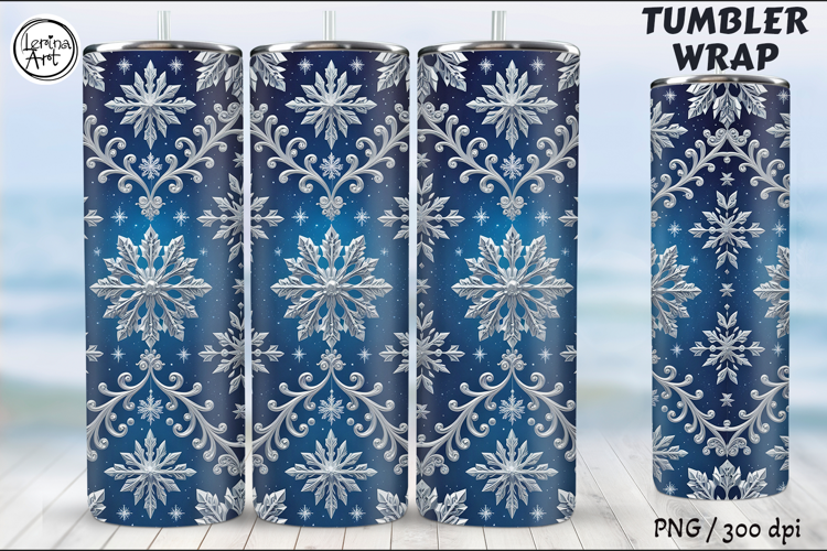 MIDNIGHT FROST Silver Snowflake Collection 20oz Wrap