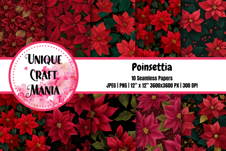 Christmas Poinsettia Seamless Pattern