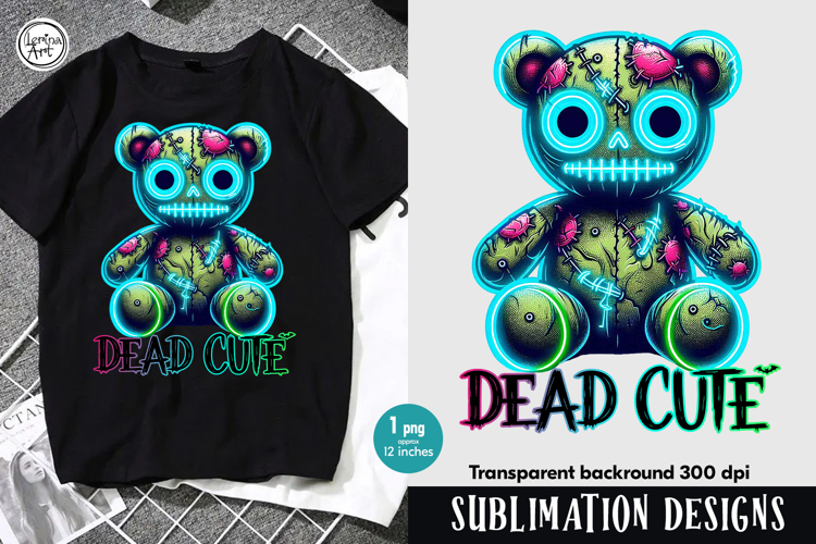 Zombie Toy. Teddy Bear. PNG sublimation