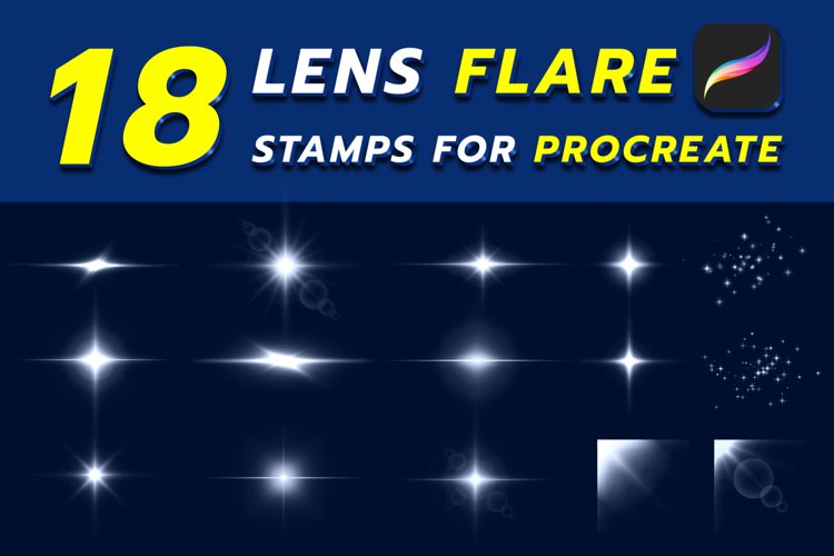 18 Lens Flare Stamps for Procreate
