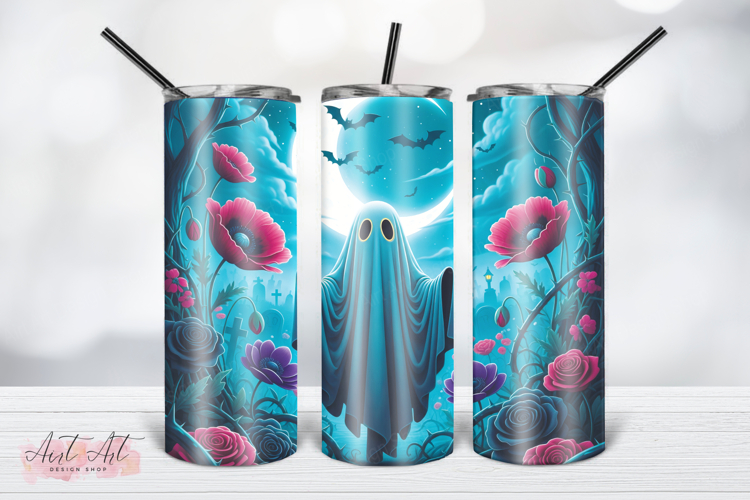 Teal Halloween Graveyard Tumbler Wrap