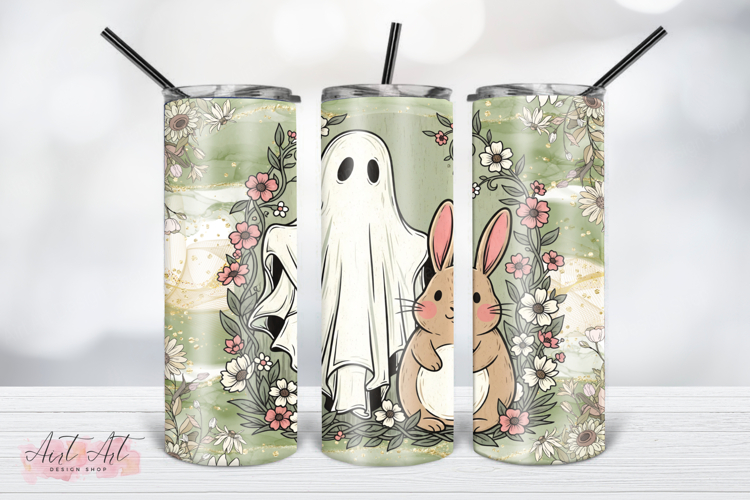 Spooky Easter Ghost Bunny Tumbler Wrap
