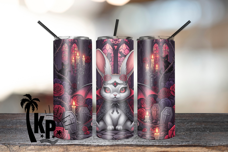 Gothic Vampire Bunny Tumbler Wrap PNG