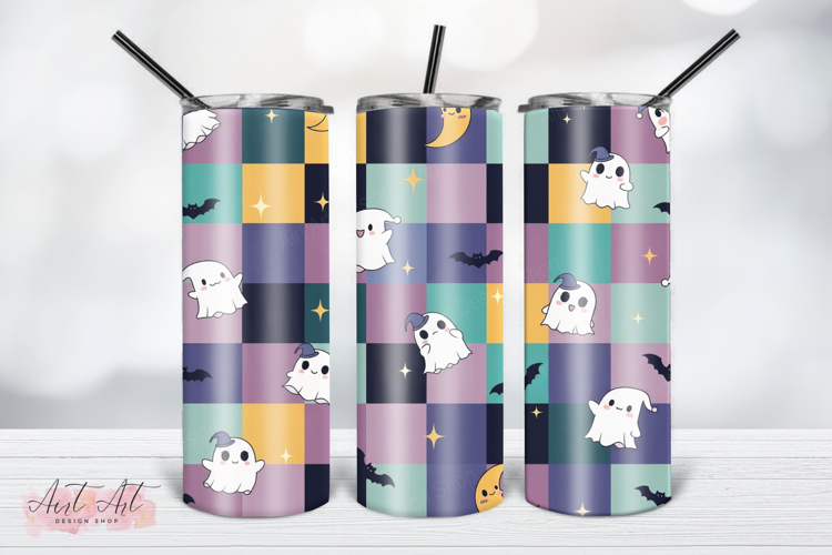 Kawaii Halloween Checkerboard Tumbler