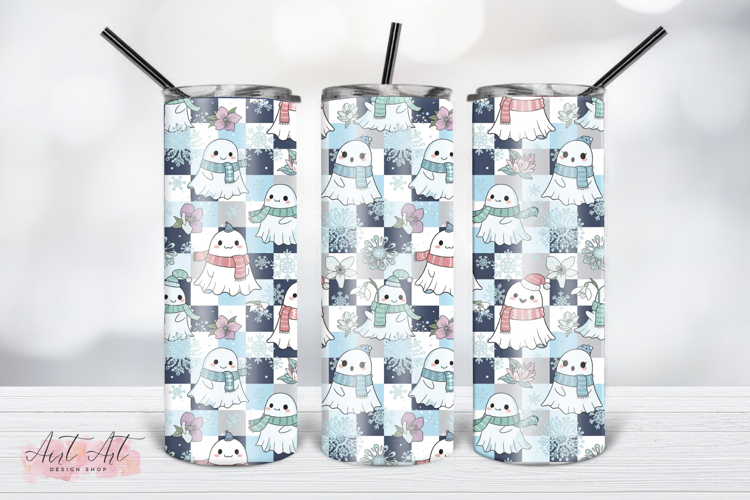 Cute Winter Ghost Tumbler Wrap PNG
